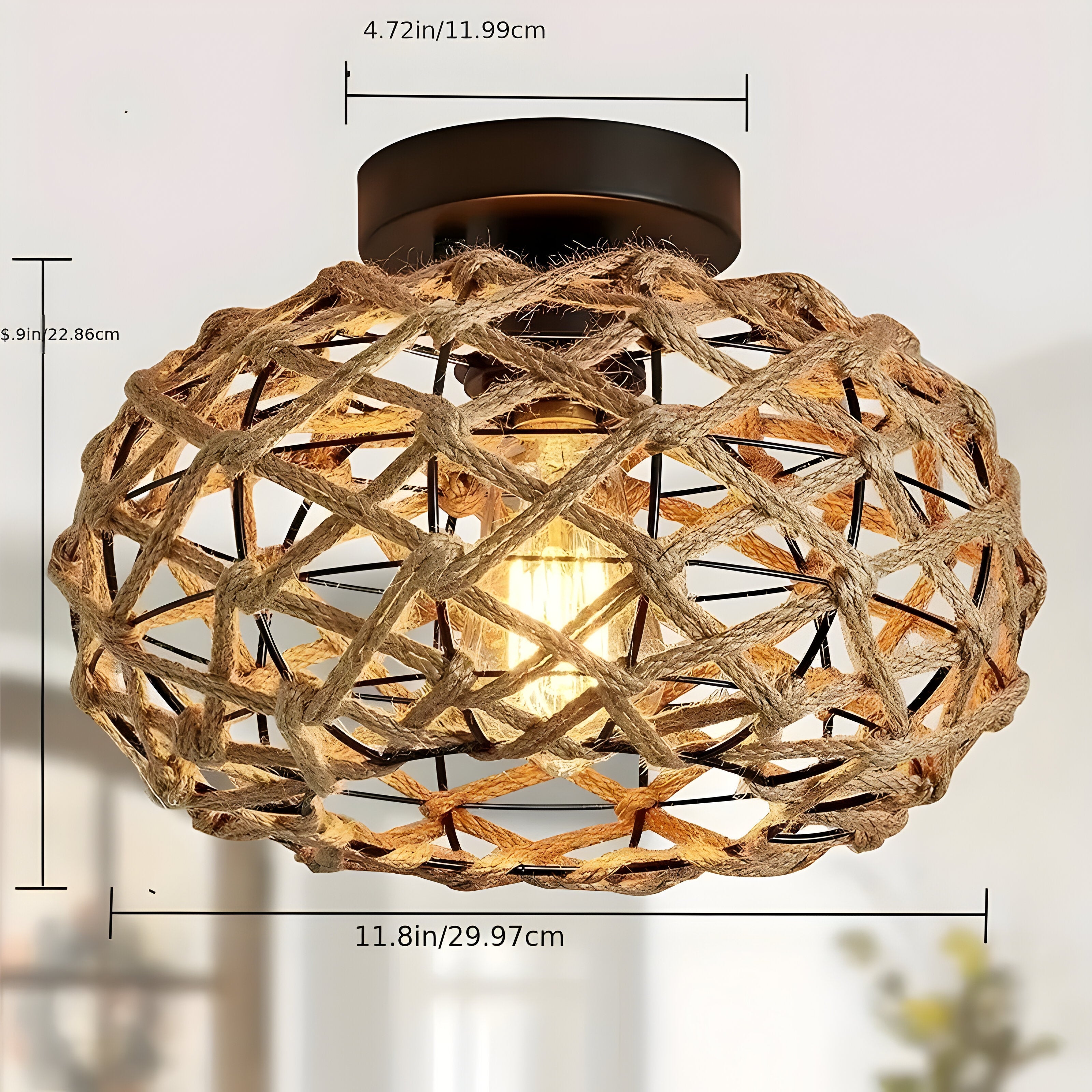 Maris Weave Plafondlamp – Boho Elegantie met Natuurlijk Touw