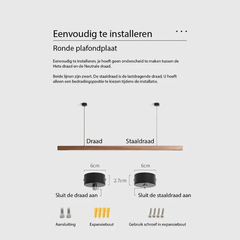 Glødra – Langwerpige Houten Hanglamp met Minimalistische Uitstraling
