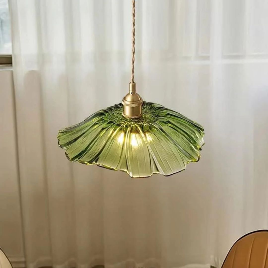 Glazen hanglamp met metalen fitting – Bonq