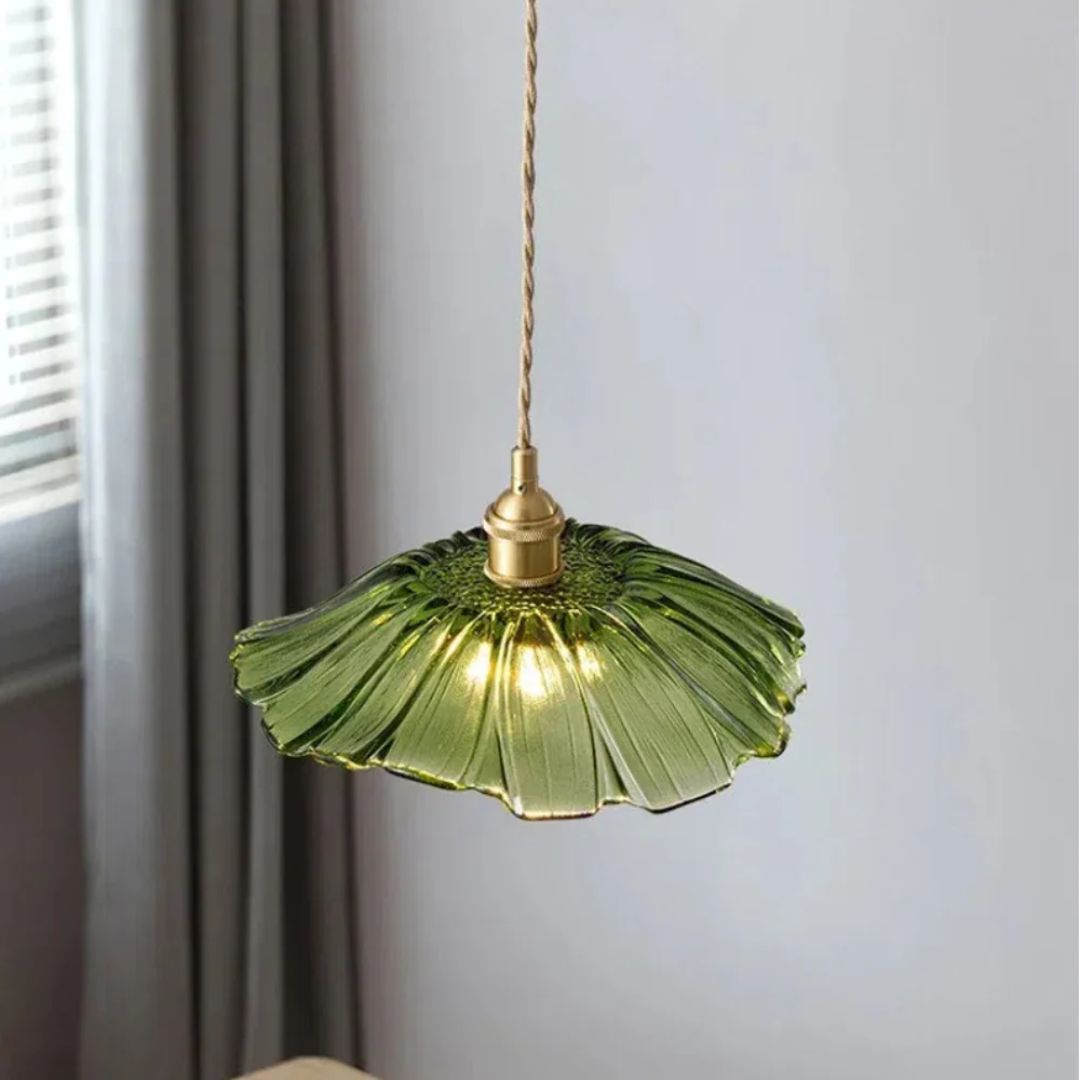 Glazen hanglamp met metalen fitting – Bonq