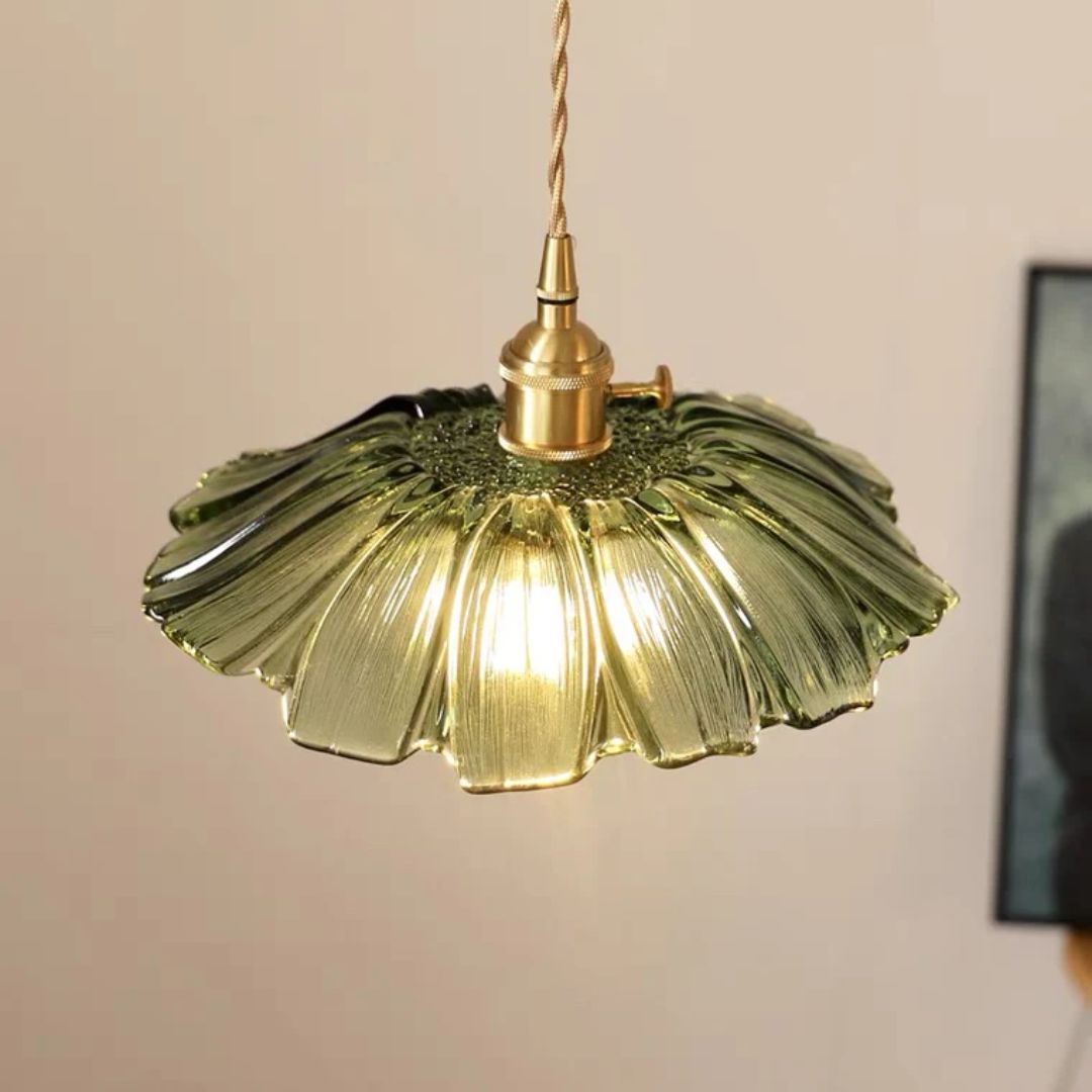 Glazen hanglamp met metalen fitting – Bonq