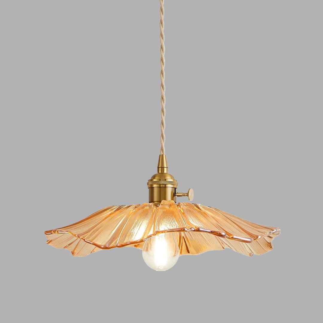 Glazen hanglamp met metalen fitting – Bonq