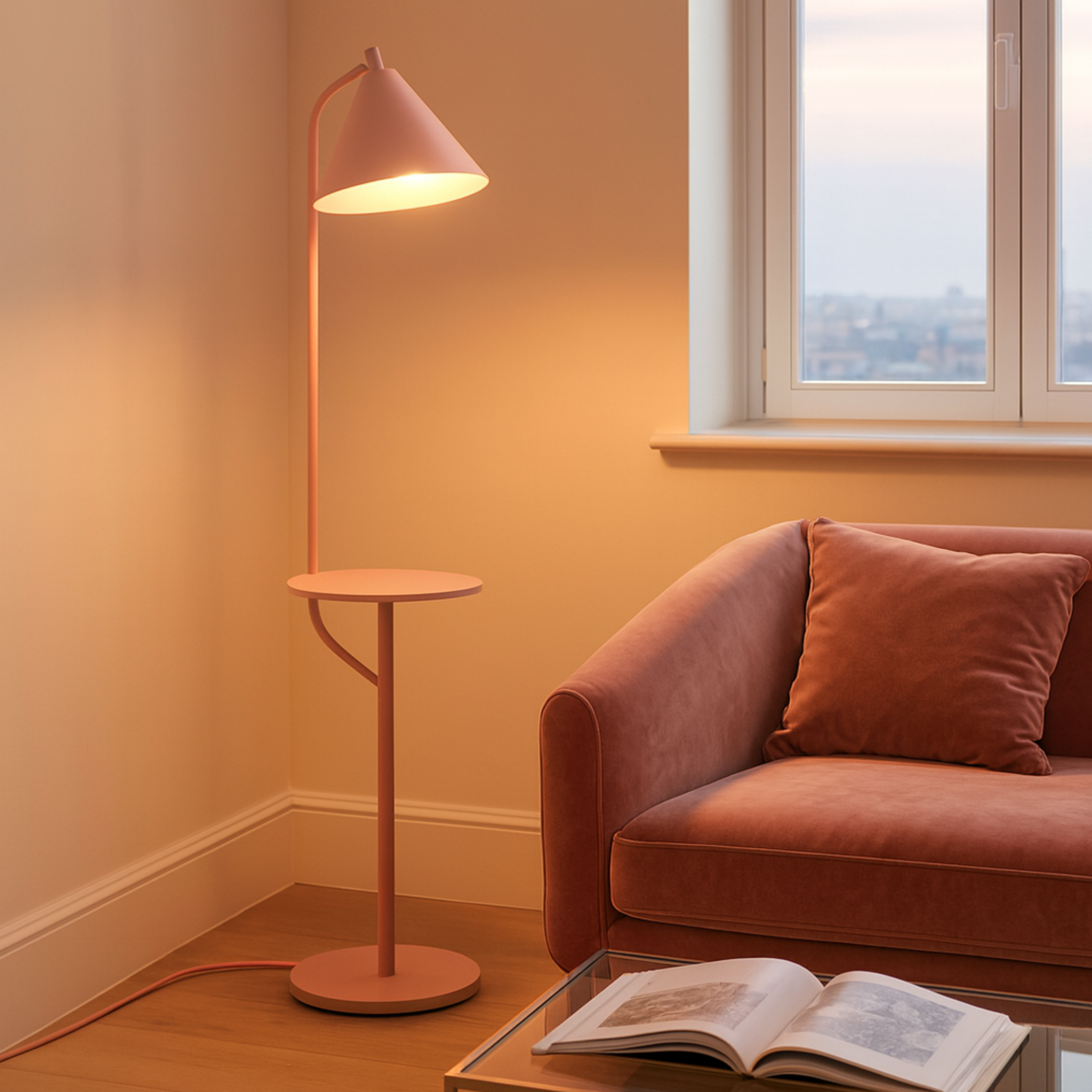 Nordéa Rose – LED Vloerlamp met Tafel