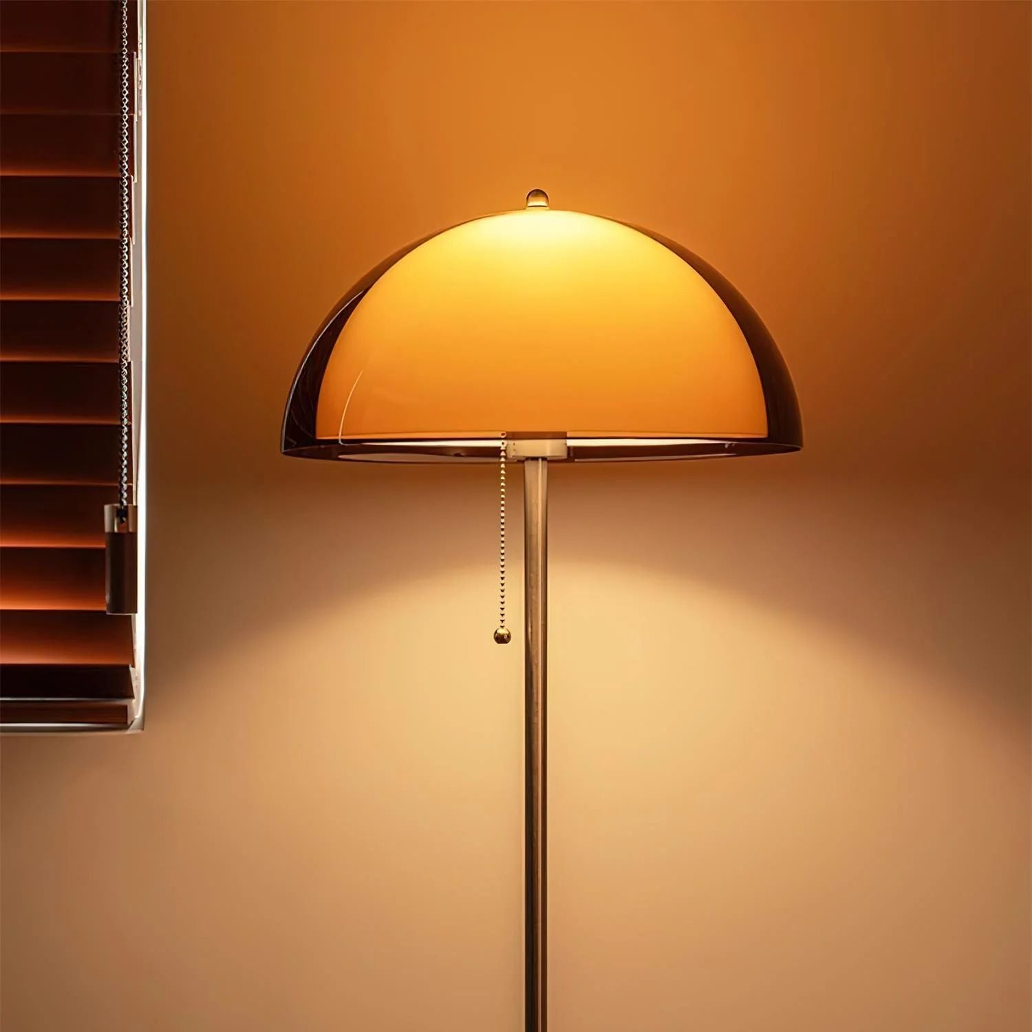 Vloerlamp van hout, metaal en acryl – Bonq