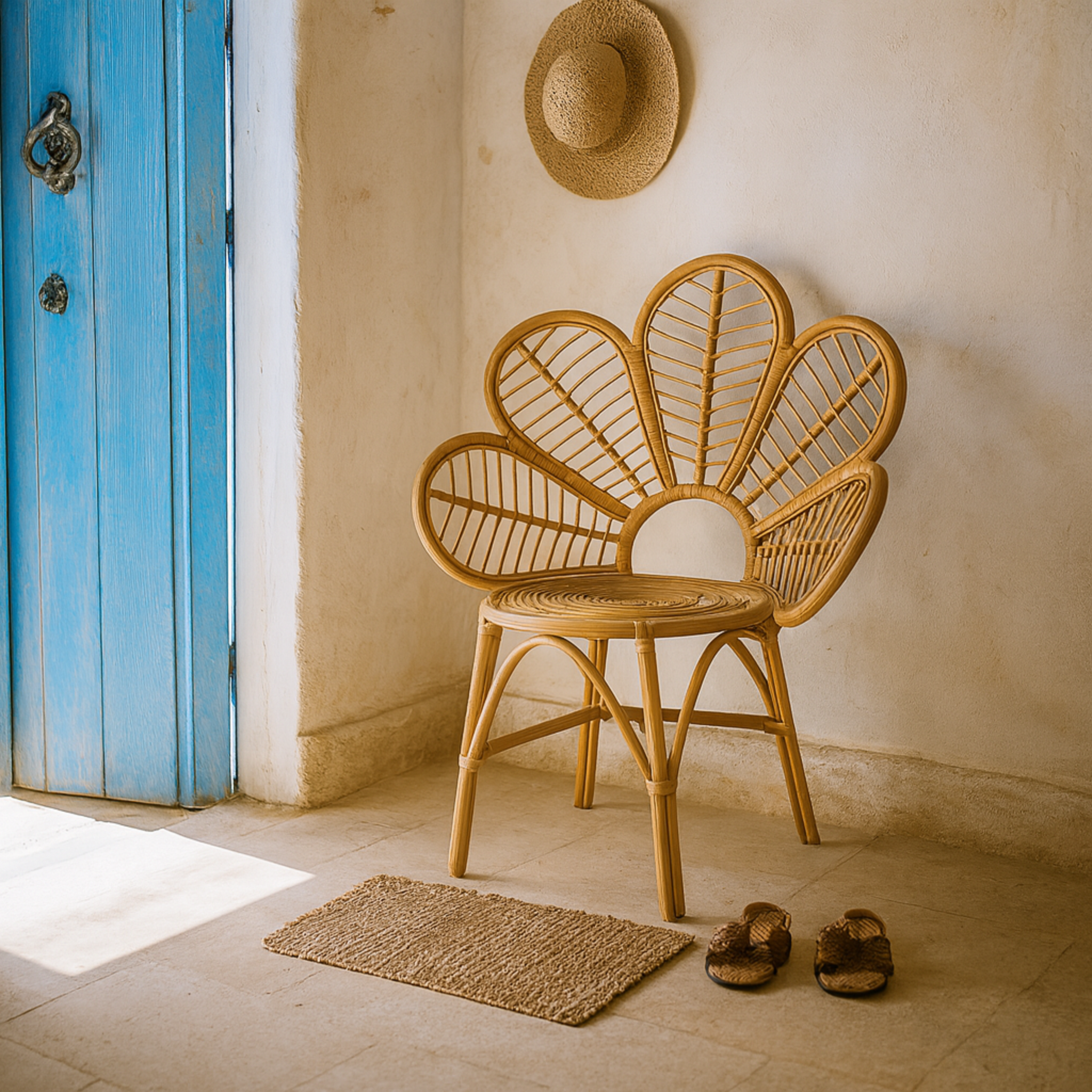 Floraya™ Rotin Bloemstoel – Handgemaakt Bohemian Design