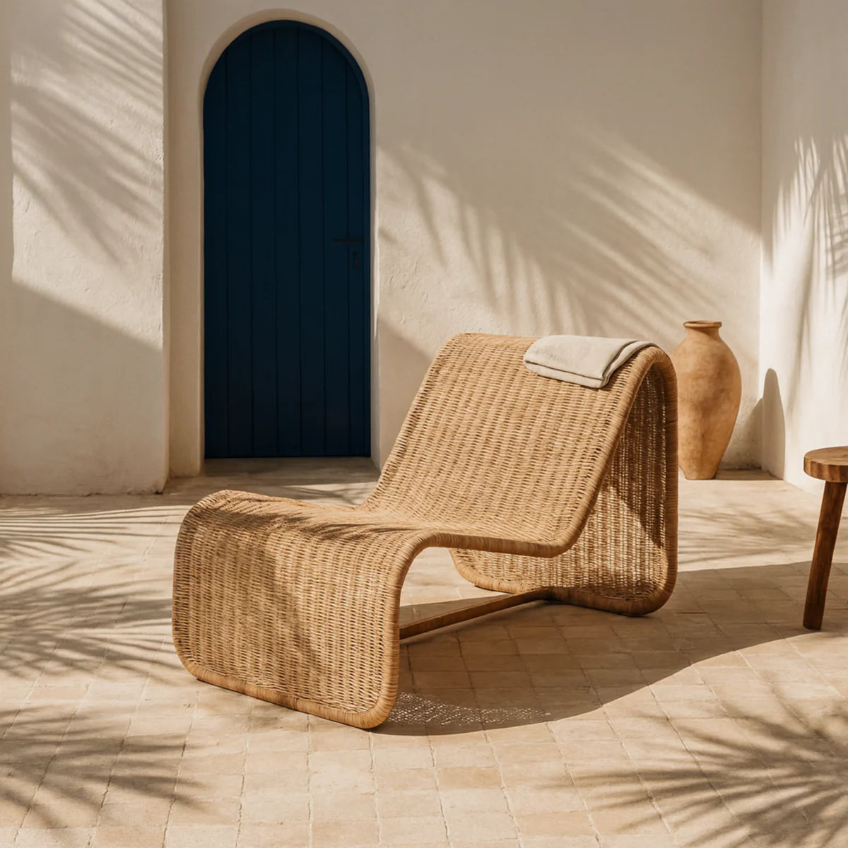 Serenya™ Chaise Longue in Rotin – Elegantie & Natuurlijk Comfort