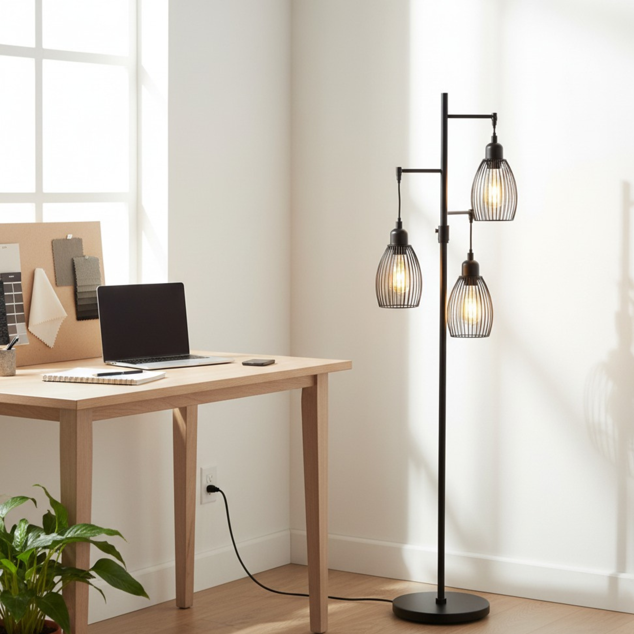 Atélion – Industrieel Zwarte Vloerlamp