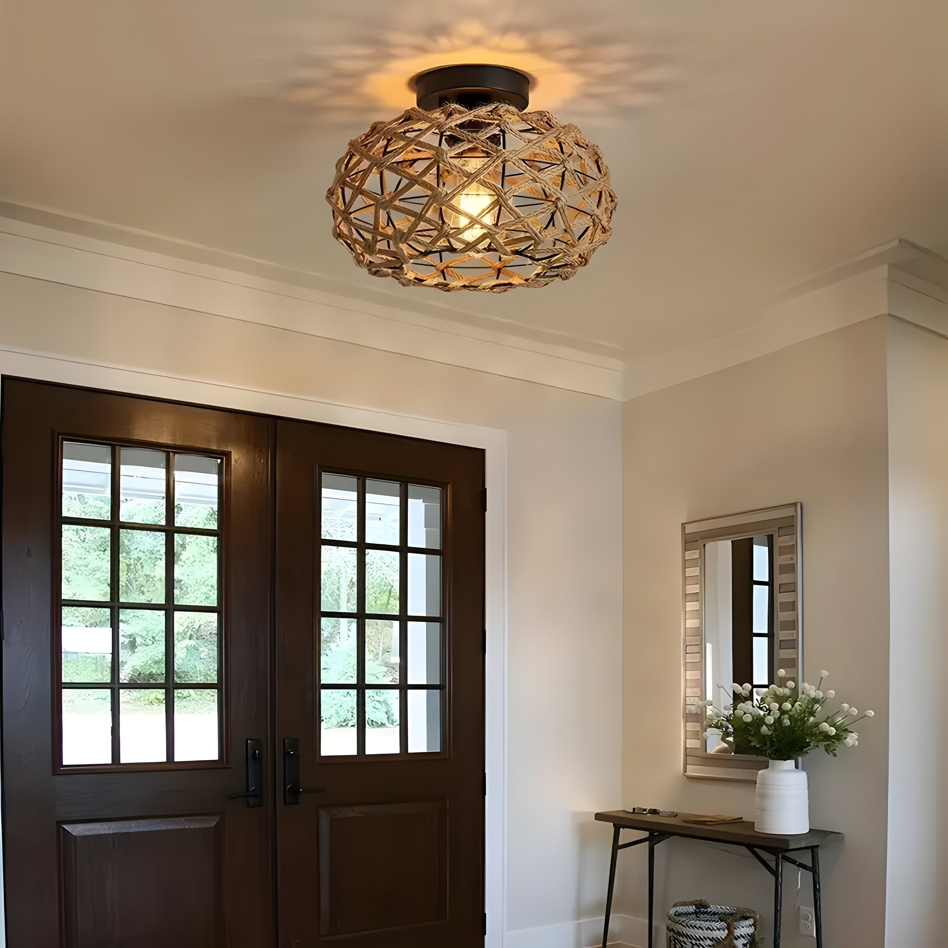 Maris Weave Plafondlamp – Boho Elegantie met Natuurlijk Touw