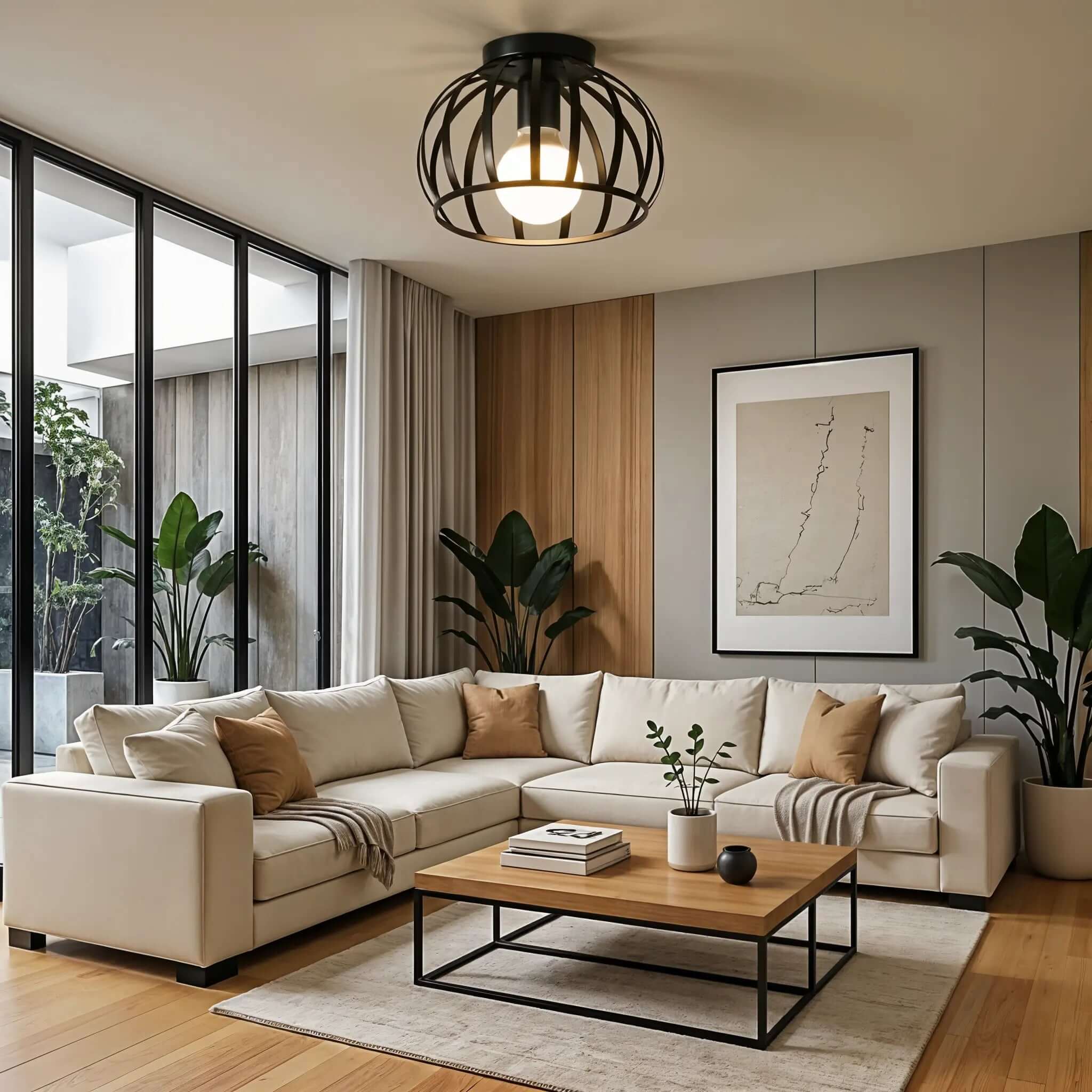 Havryn – Industriële Plafonnière met Open Design