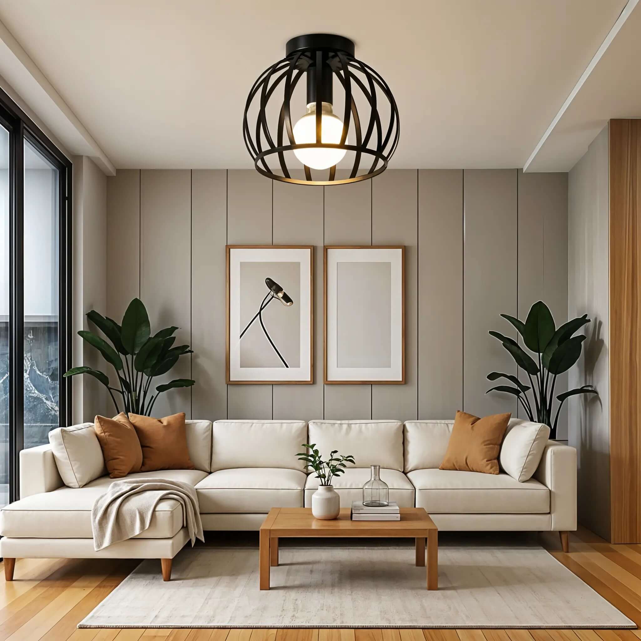 Havryn – Industriële Plafonnière met Open Design