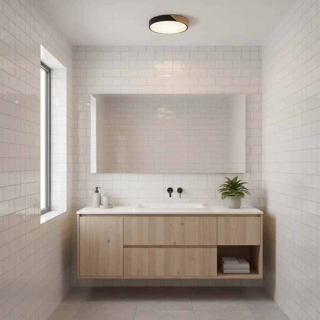 Lunéa – Scandinavische Plafondlamp met Houten Accent