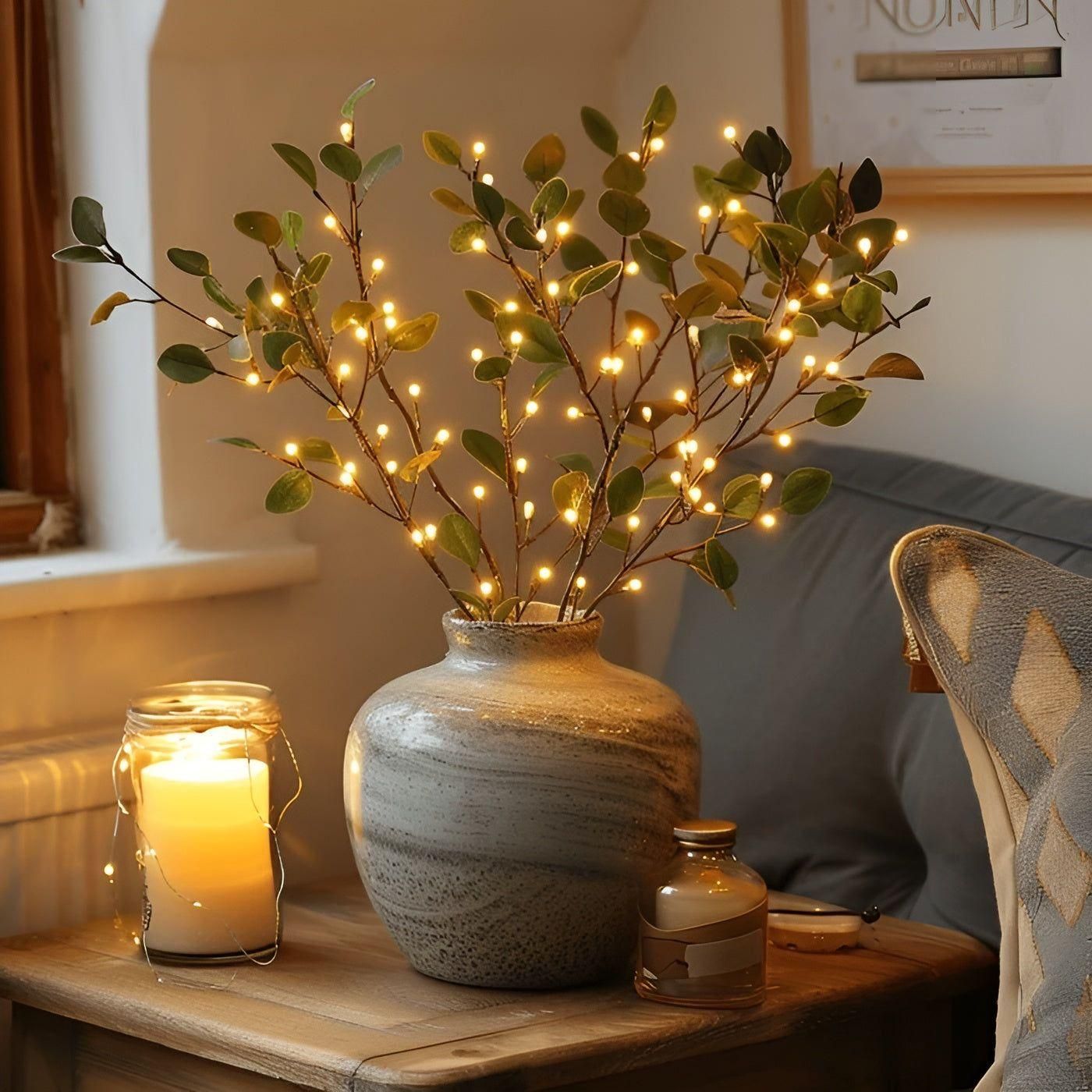 Luminara Branch – Decoratieve LED Lamp in Olijftak Design