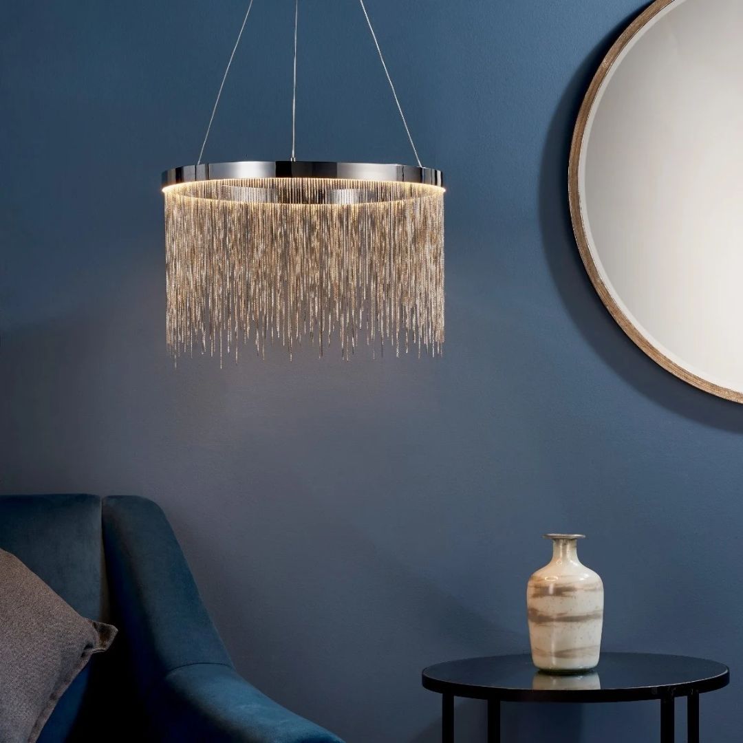 Hanglamp van chroom met kettingeffect – Bonq
