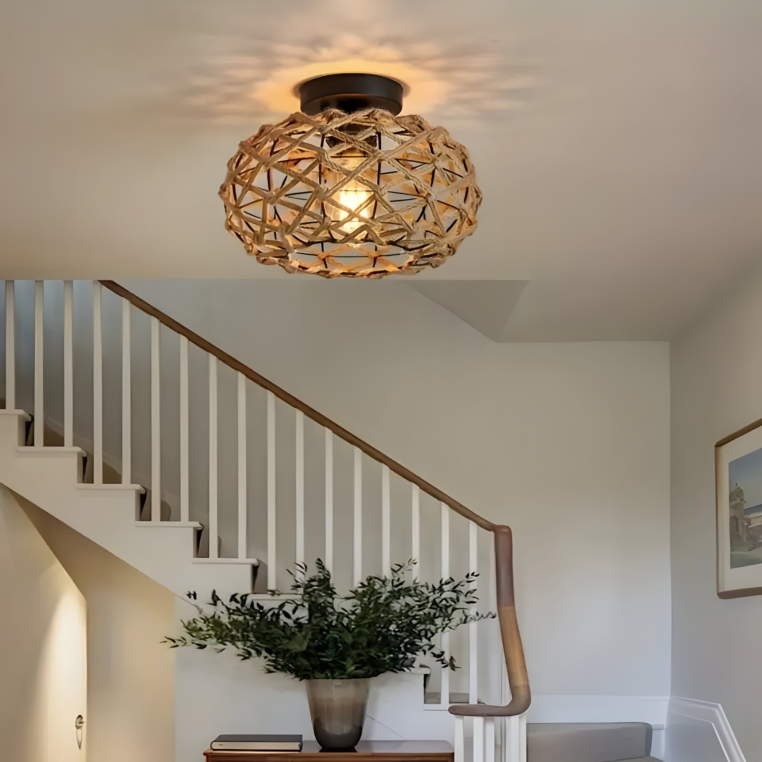 Maris Weave Plafondlamp – Boho Elegantie met Natuurlijk Touw