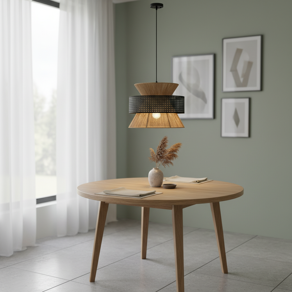 Hempora Wabi-Sabi Hanglamp – Handgemaakt van Henneptouw & Rotan