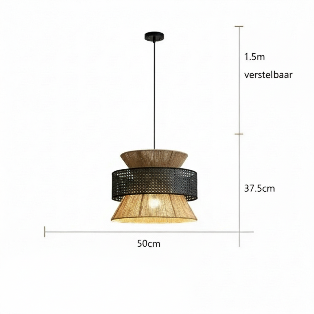Hempora Wabi-Sabi Hanglamp – Handgemaakt van Henneptouw & Rotan