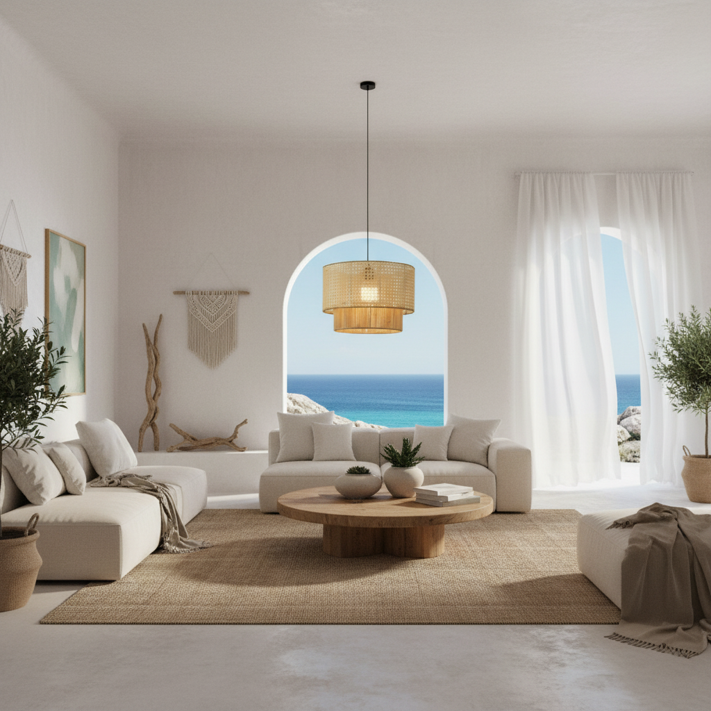 Hempora Wabi-Sabi Hanglamp – Handgemaakt van Henneptouw & Rotan