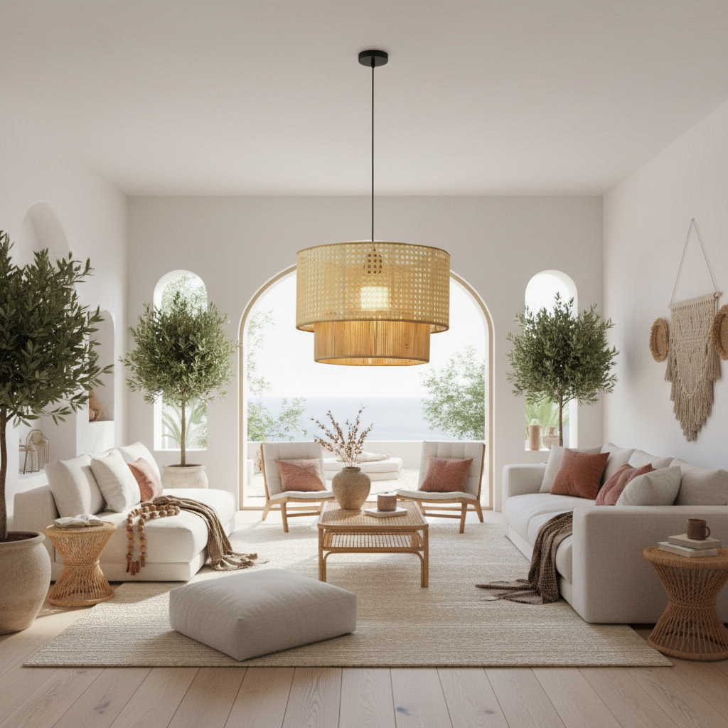 Hempora Wabi-Sabi Hanglamp – Handgemaakt van Henneptouw & Rotan