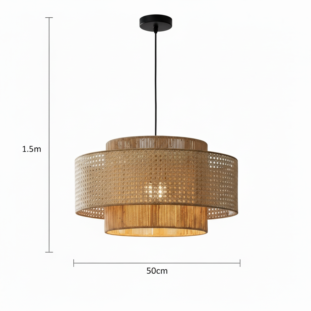 Hempora Wabi-Sabi Hanglamp – Handgemaakt van Henneptouw & Rotan