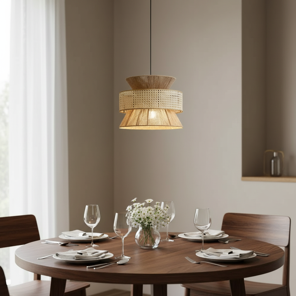 Hempora Wabi-Sabi Hanglamp – Handgemaakt van Henneptouw & Rotan