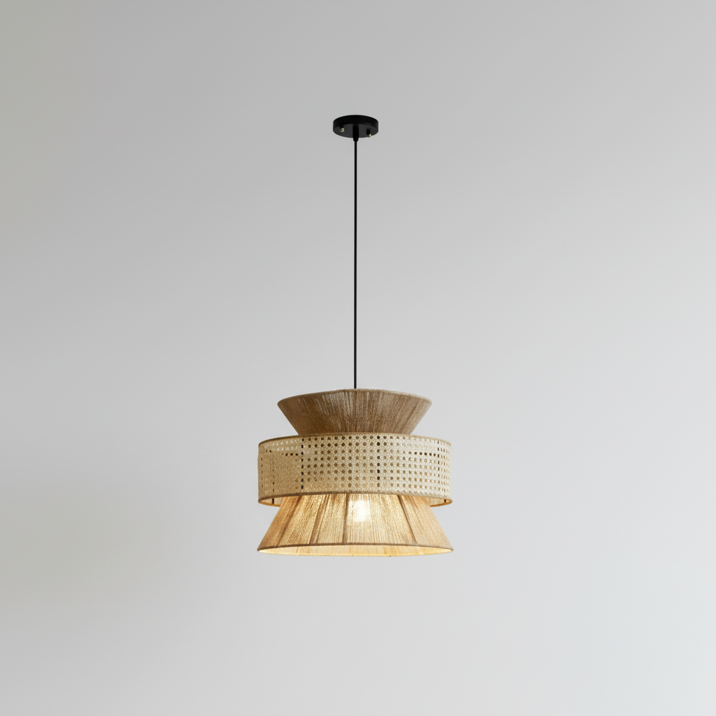 Hempora Wabi-Sabi Hanglamp – Handgemaakt van Henneptouw & Rotan