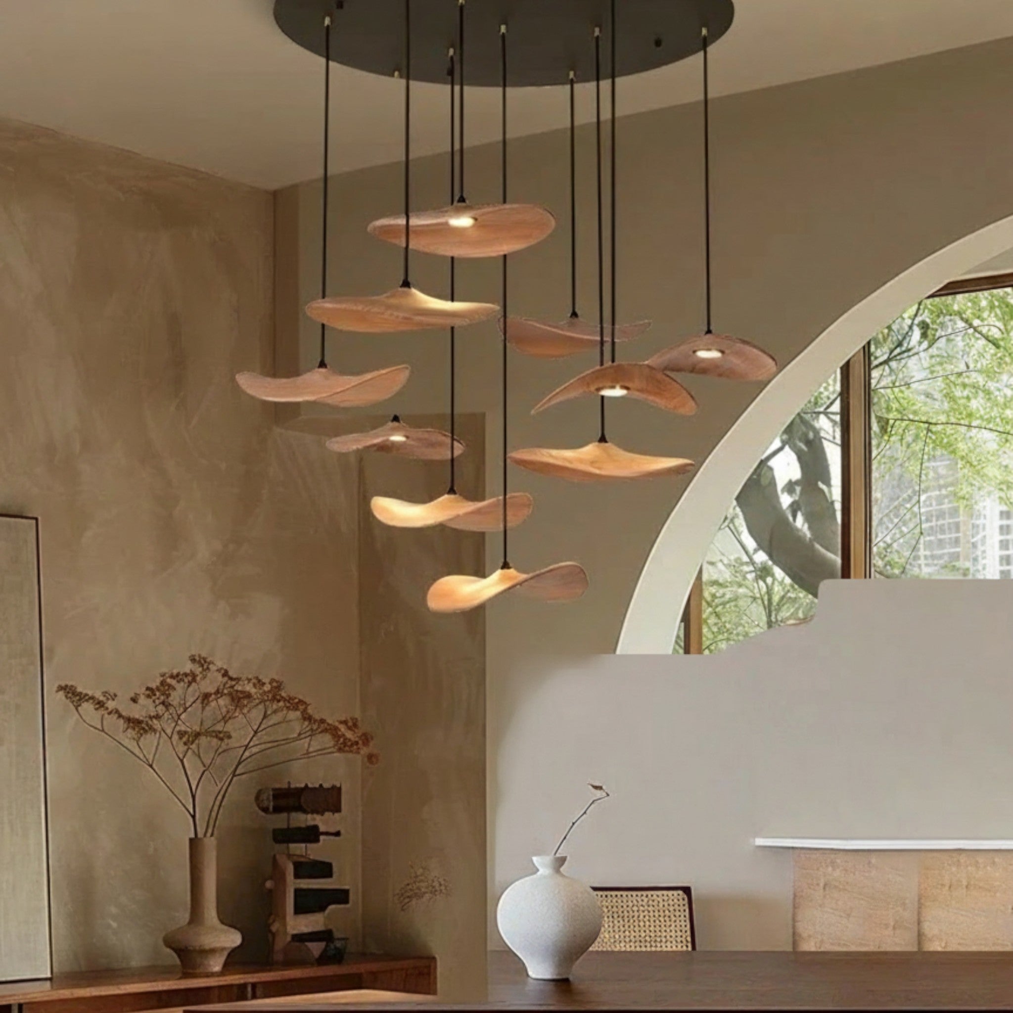 Mavento™ Tijdloze houten hanglamp in walnootkleur