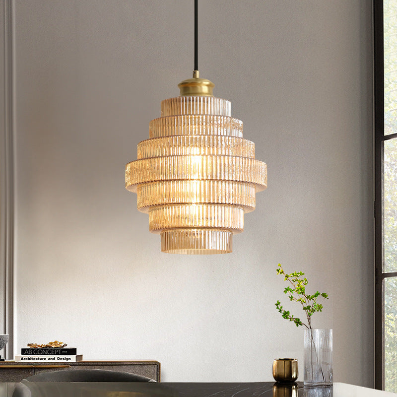 Hanglamp van koper met glas-in-lood – Bonq
