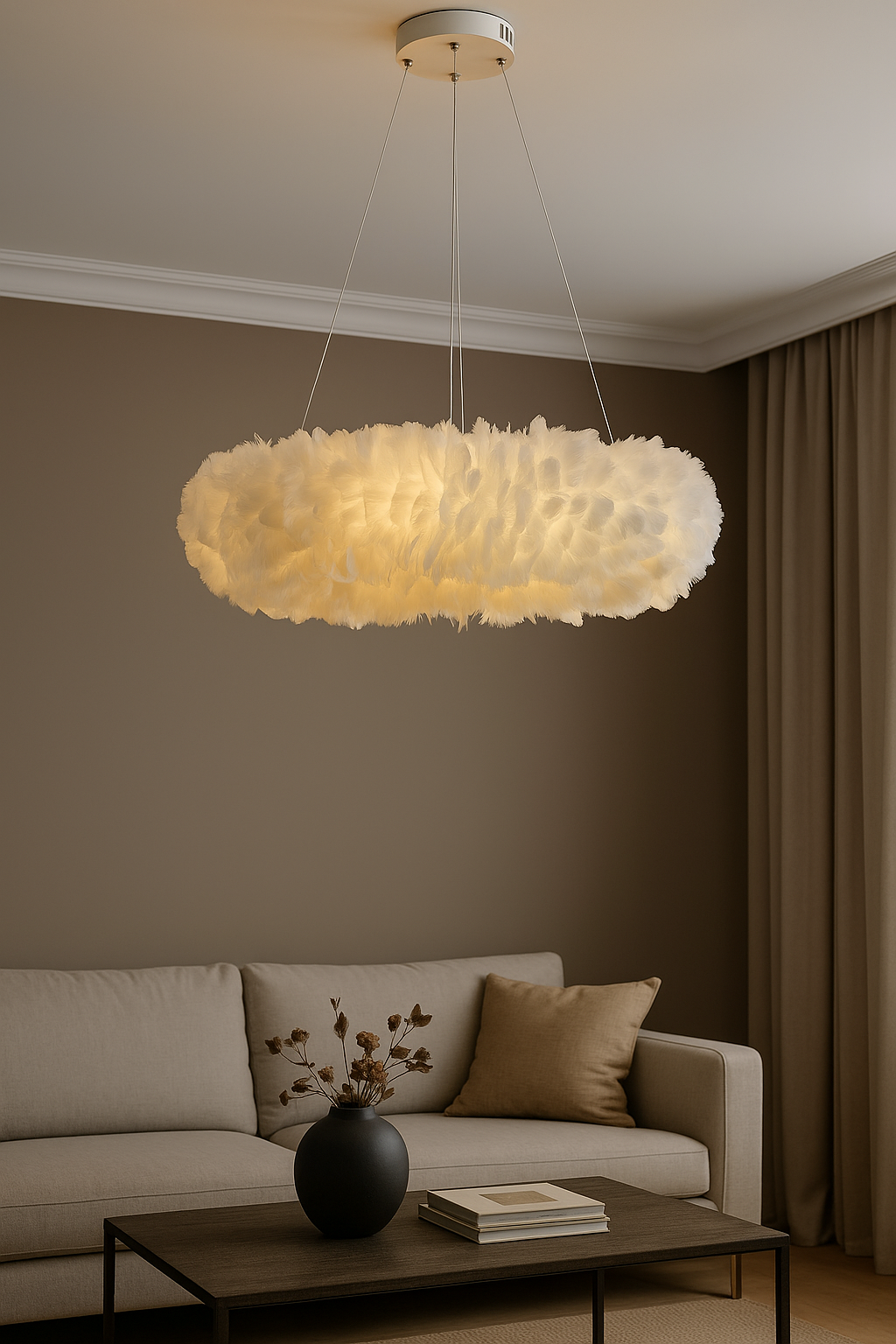 Fiora – Moderne Romantische Veer Chandelier