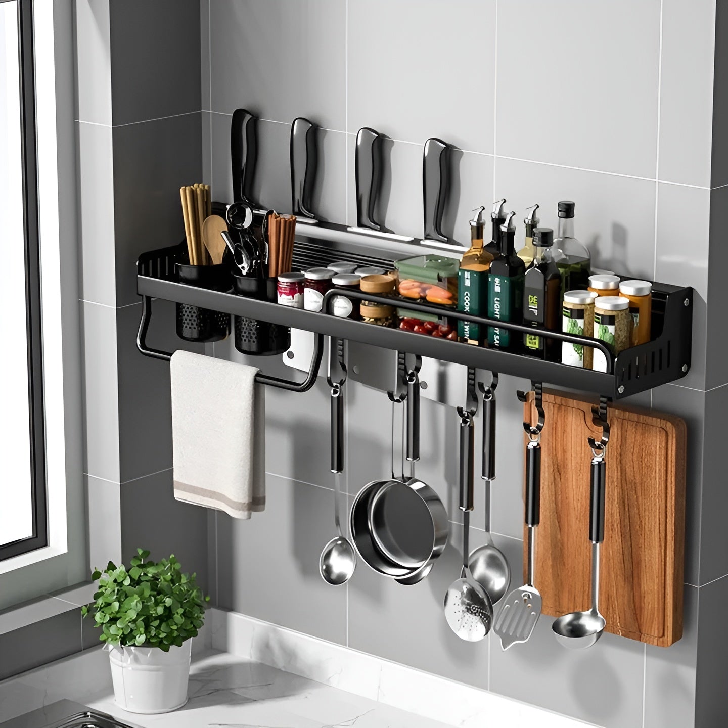 Culinara Rack – Multifunctioneel RVS Wandrek voor de Keuken
