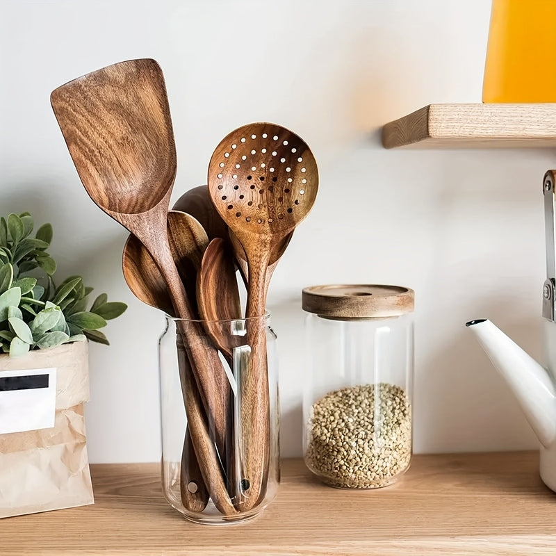 Silvara – 5-delige Houten Keukengerei Set met Natuurlijke Uitstraling