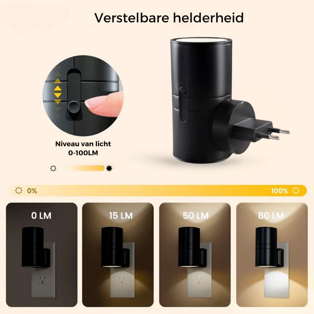 Wandlamp met lichtsensor en stopcontact – Bonq