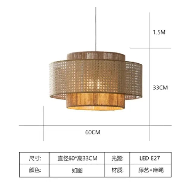 Hempora Wabi-Sabi Hanglamp – Handgemaakt van Henneptouw & Rotan
