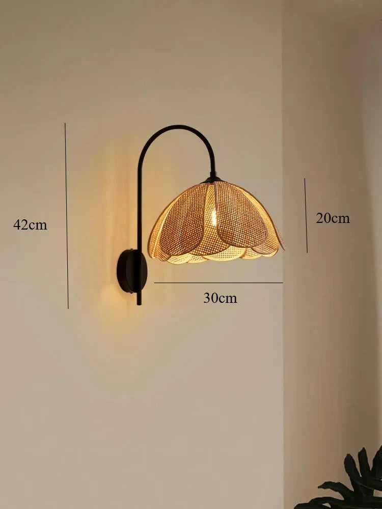 Zeyara™ Japanse Rotan Bloemblaadje Wandlamp