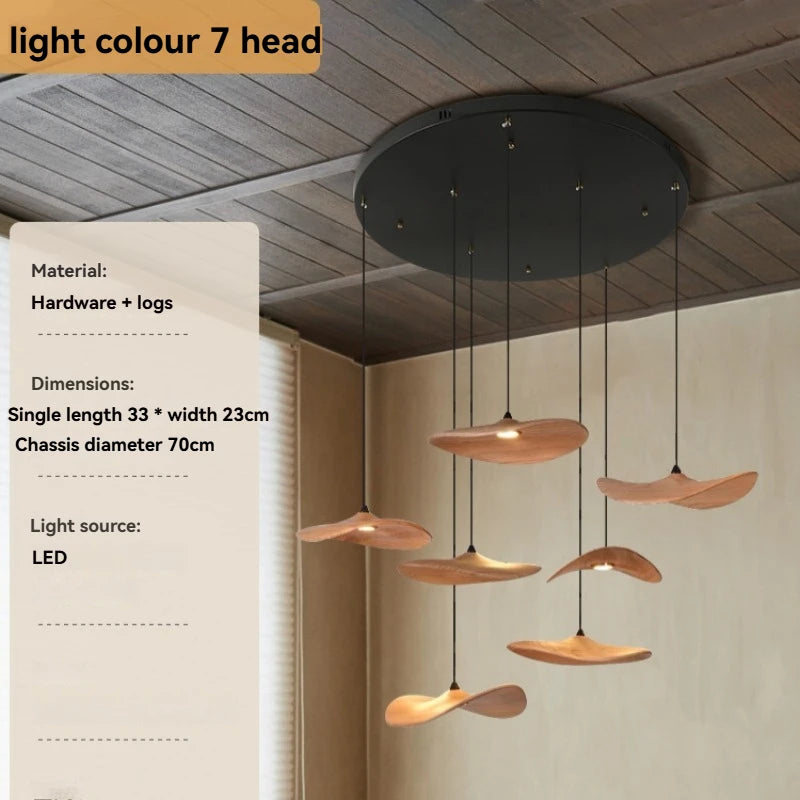 Mavento™ Tijdloze houten kroonluchter in walnootkleur