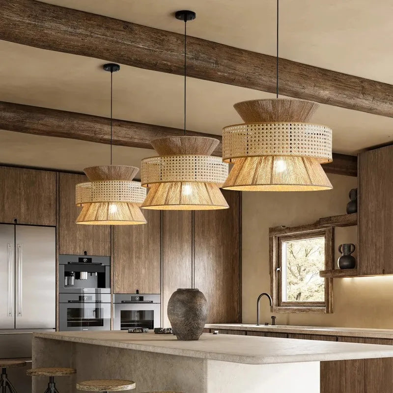 Hempora Wabi-Sabi Hanglamp – Handgemaakt van Henneptouw & Rotan