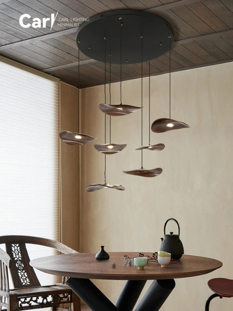 Mavento™ Tijdloze houten kroonluchter in walnootkleur