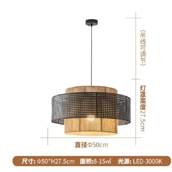 Hempora Wabi-Sabi Hanglamp – Handgemaakt van Henneptouw & Rotan