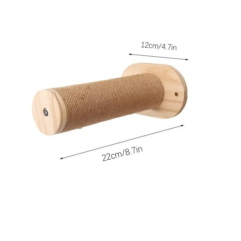 ClawLounge™ Kattenplank & Muurhangmat – Massief Hout & Sisaltouw Klimtreden voor Binnenkatten