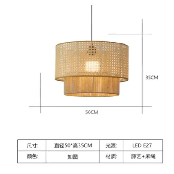 Hempora Wabi-Sabi Hanglamp – Handgemaakt van Henneptouw & Rotan