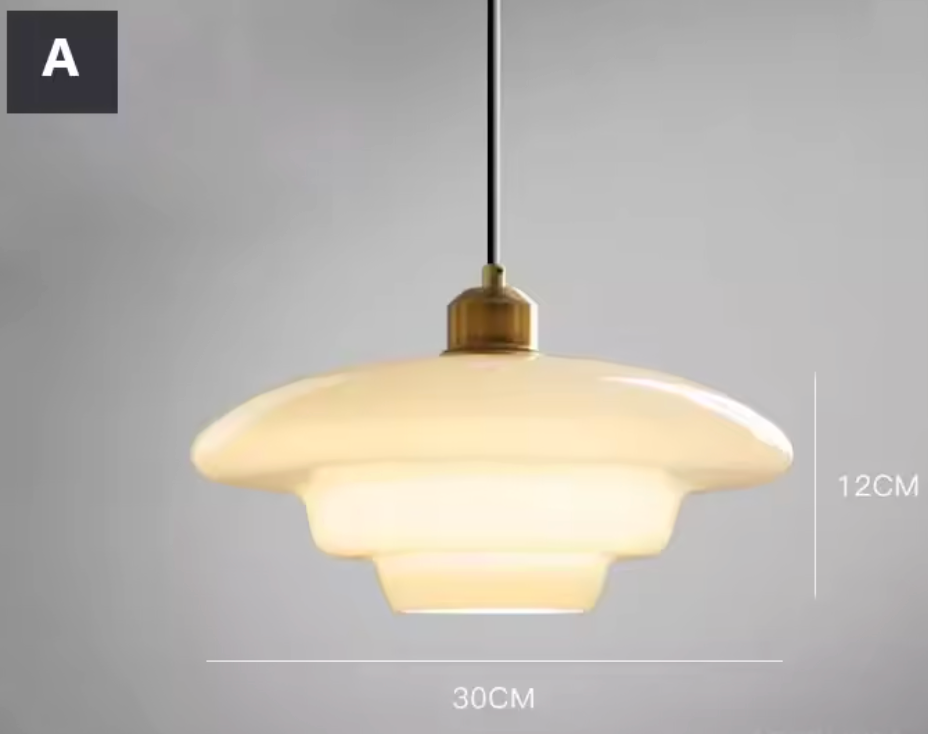 Hanglamp van wit glas en messing – Bonq