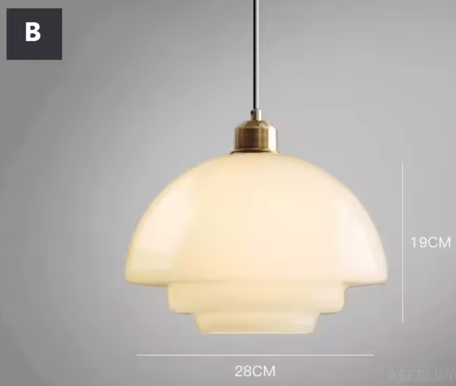 Hanglamp van wit glas en messing – Bonq