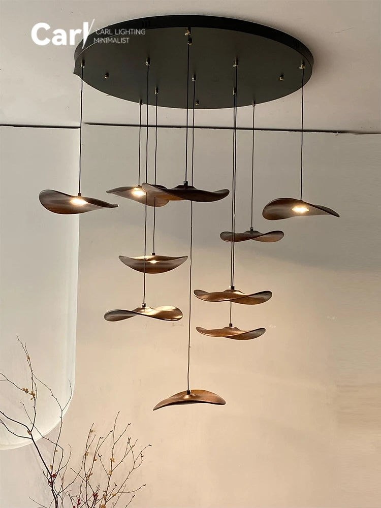 Mavento™ Tijdloze houten kroonluchter in walnootkleur