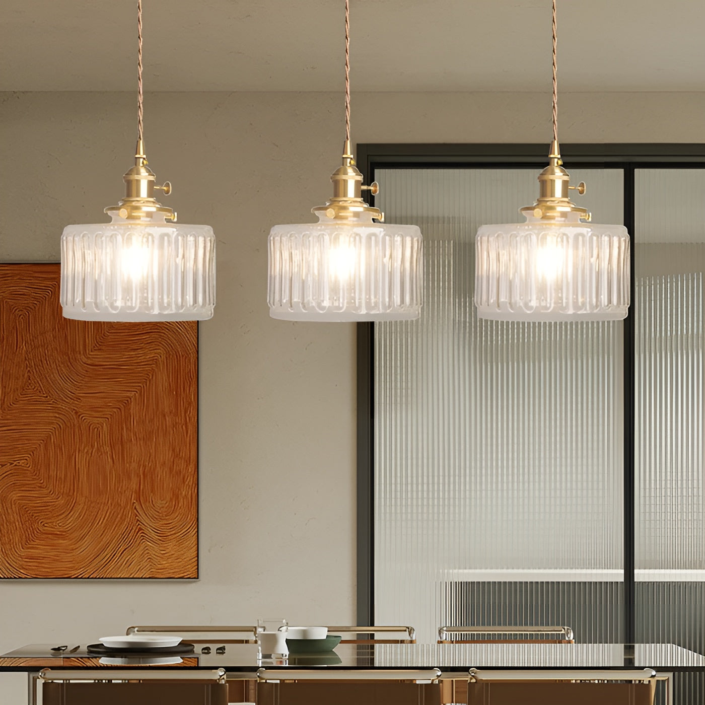 Aurivida Lamp – Elegante Glas Hanglamp met Koperen Accenten