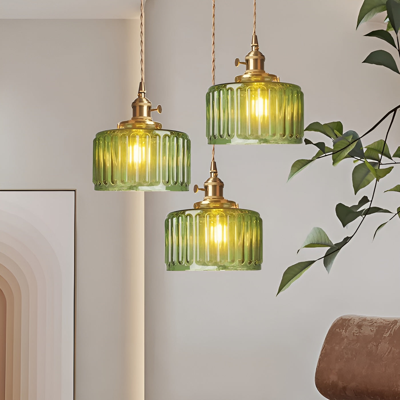 Aurivida Lamp – Elegante Glas Hanglamp met Koperen Accenten