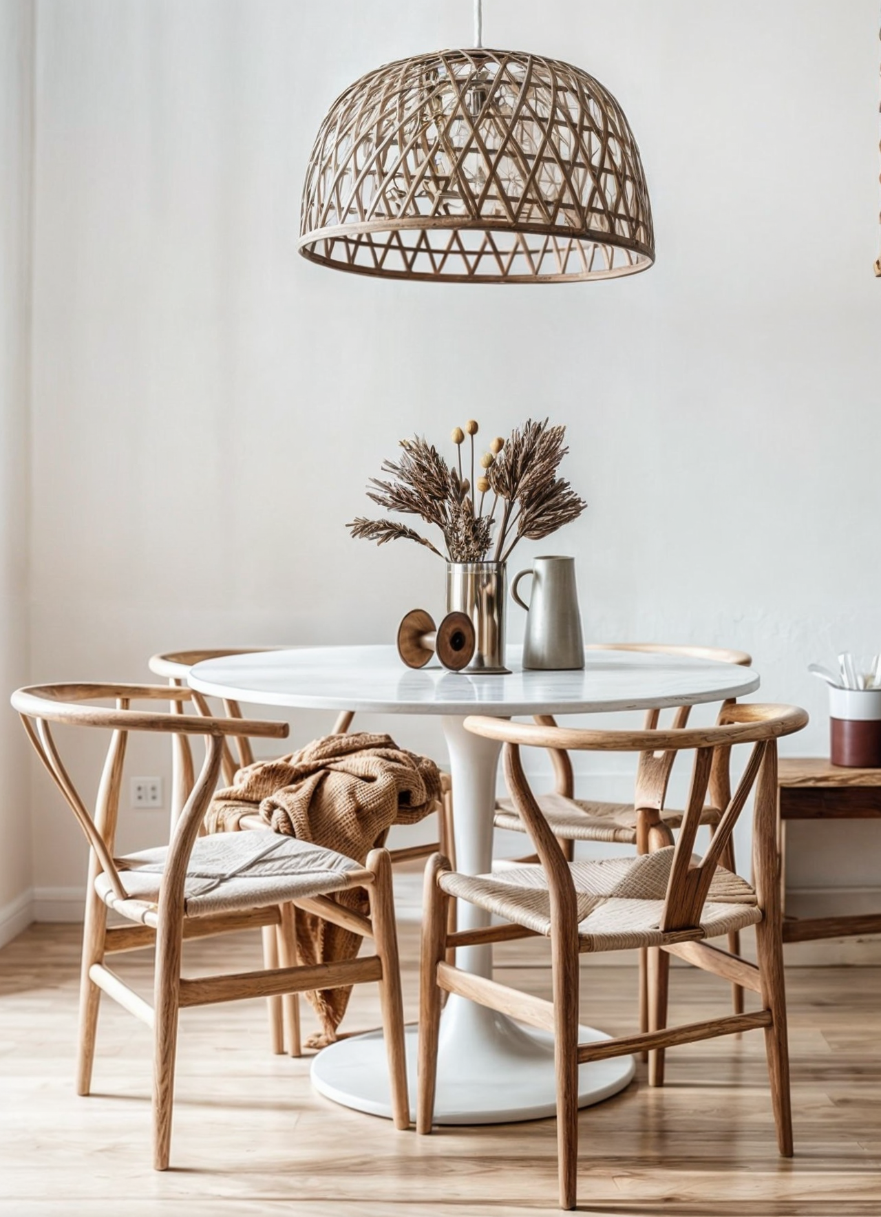 Chaville Chair – Klassieke Houten Stoel met Y-Rugleuning en Rotan Zitting