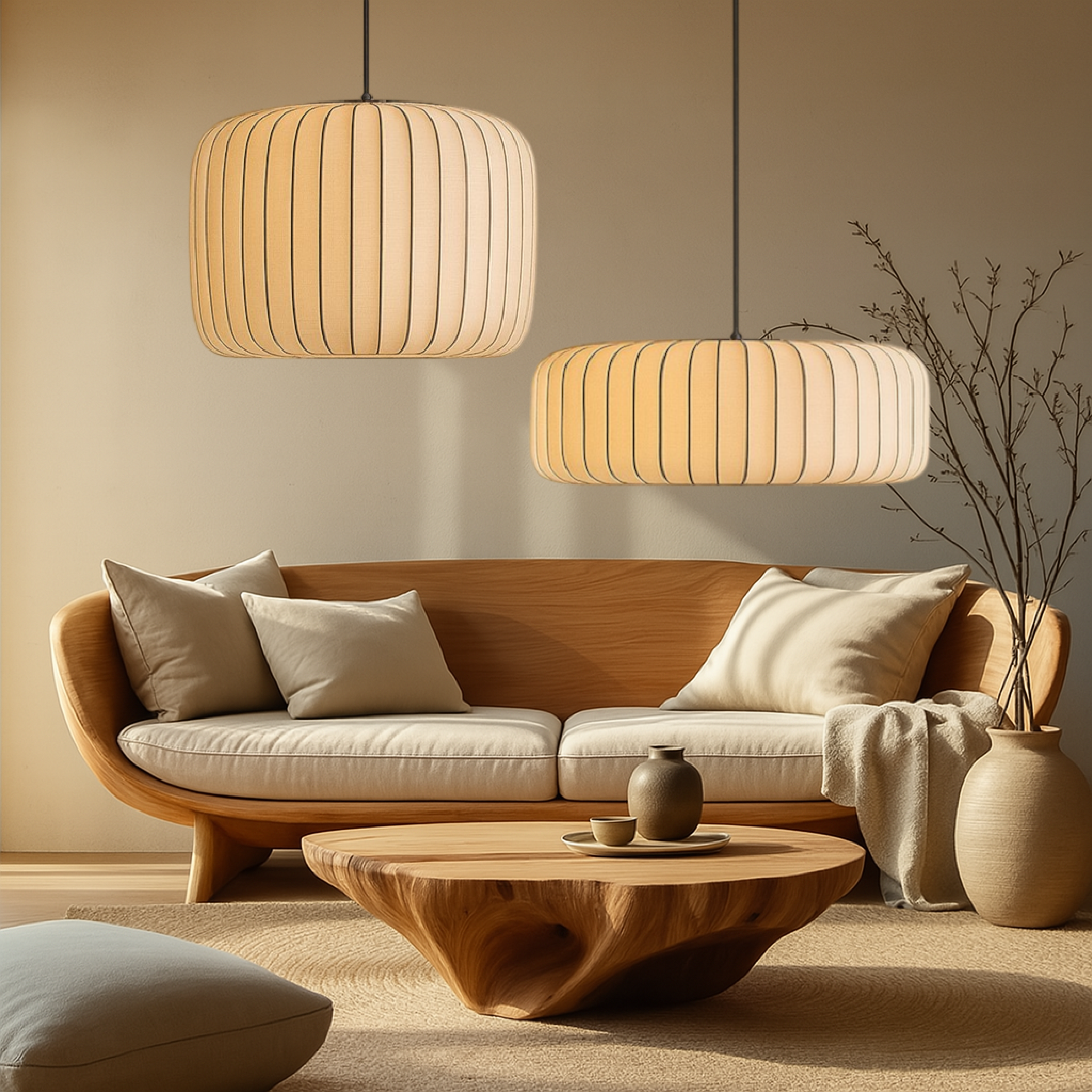 Hanglamp van luxe stof en ijzer – Bonq
