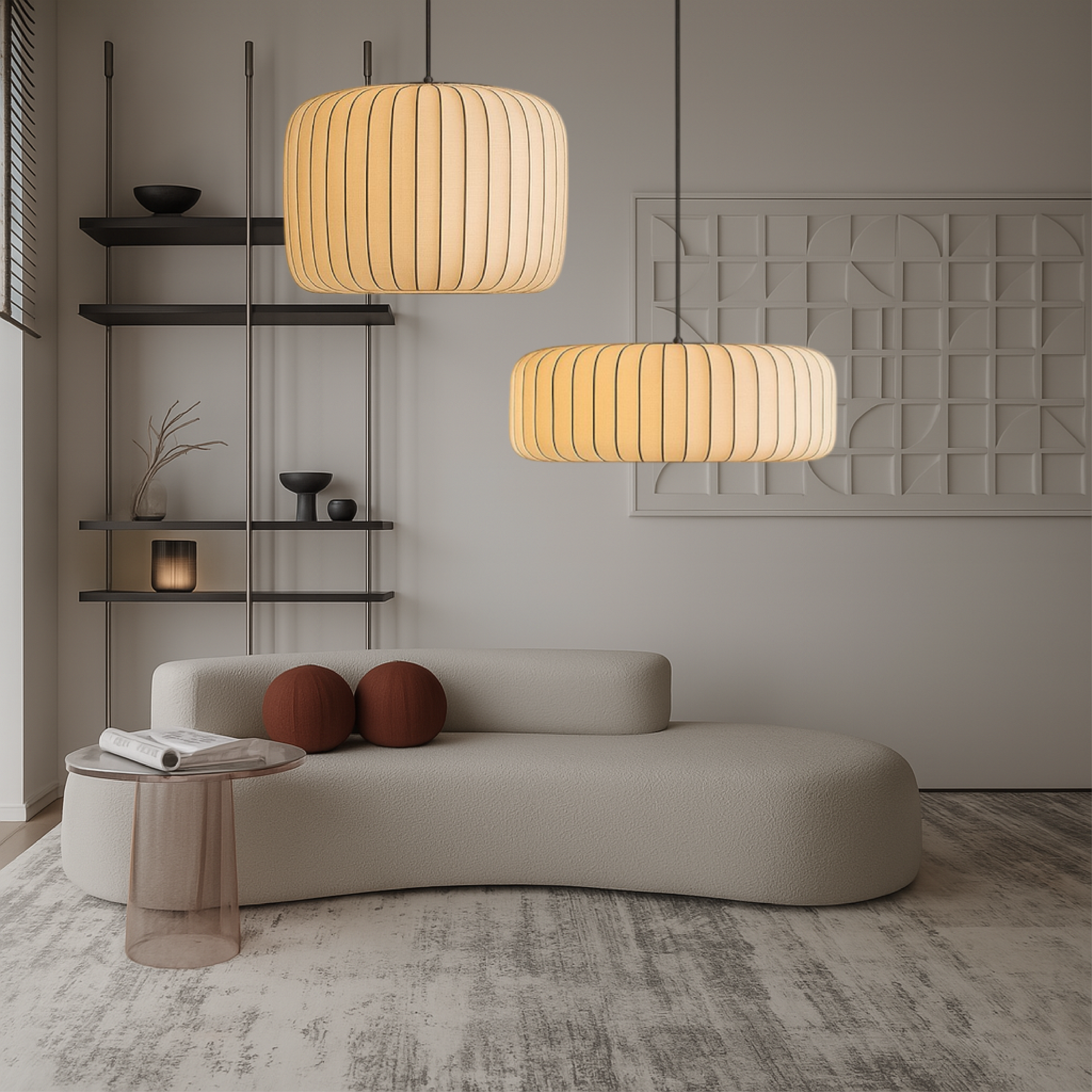 Hanglamp van luxe stof en ijzer – Bonq
