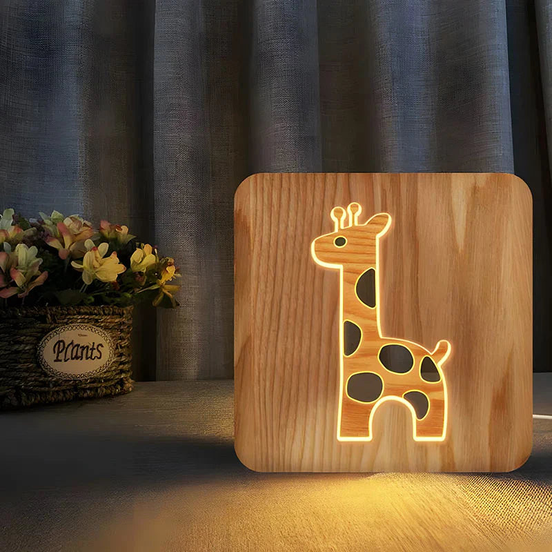PineGlow – Houten Kinderlamp met Touch-Dimmer