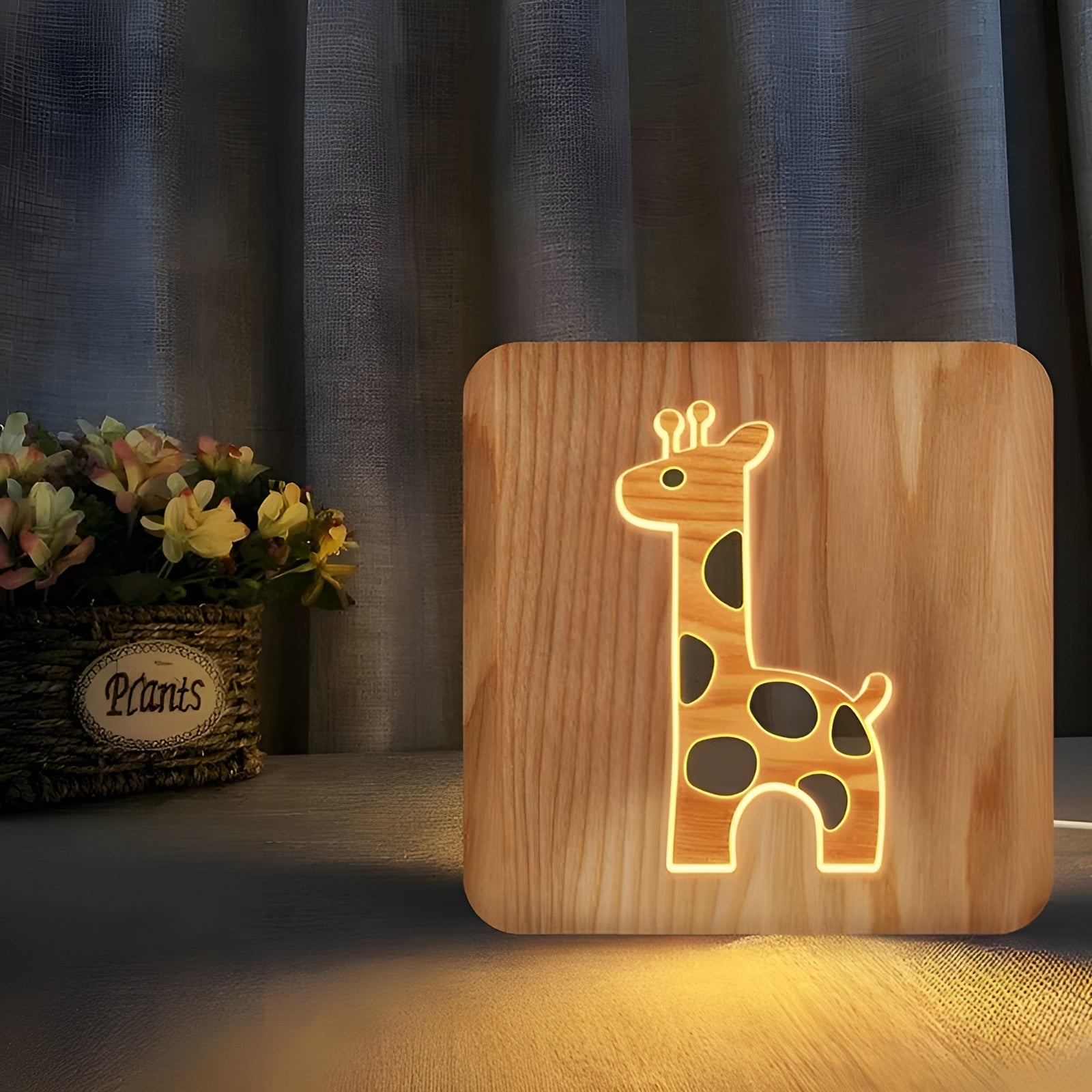 PineGlow – Houten Kinderlamp met Touch-Dimmer