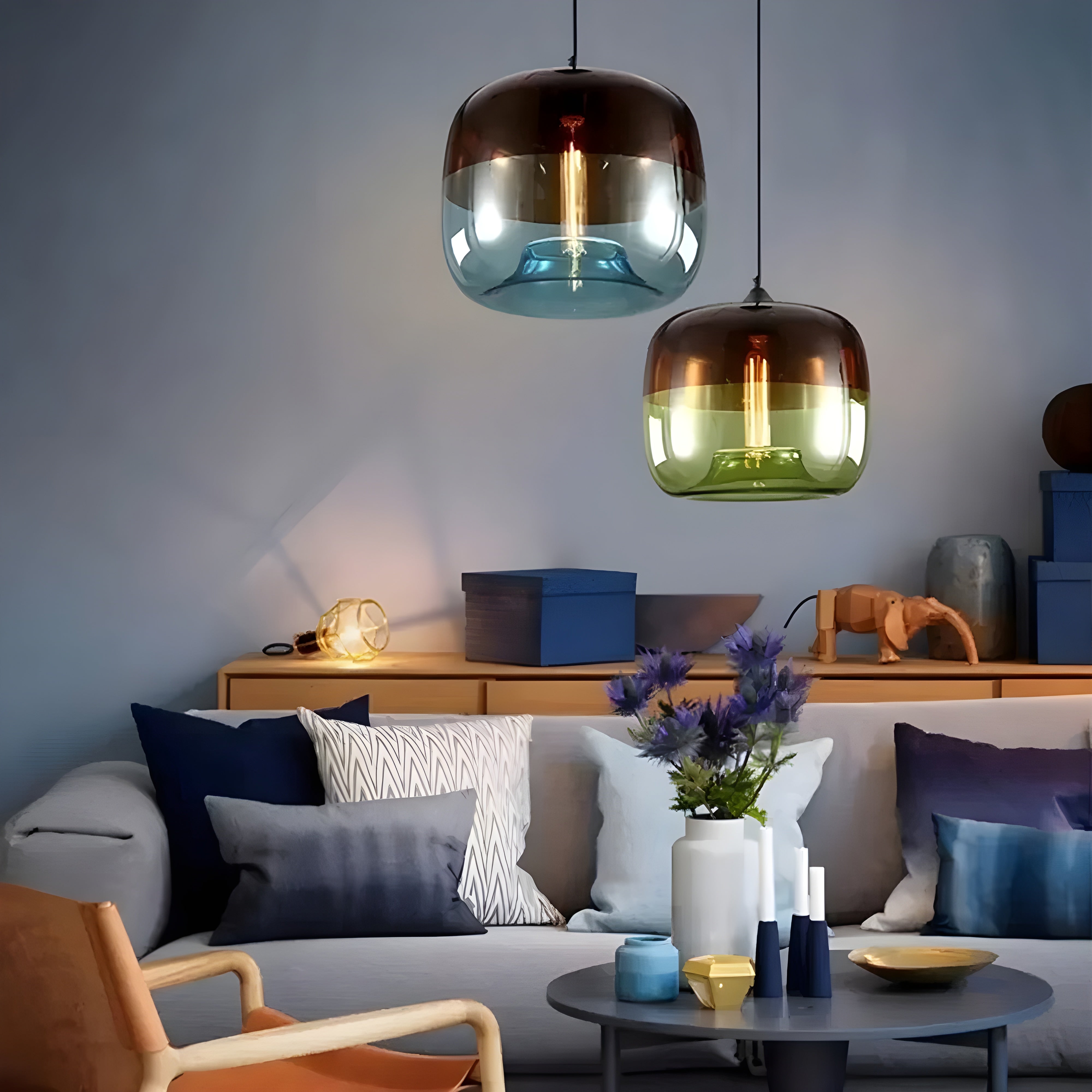 Vetro Retro Hanglamp – Kleurrijk Glasdesign met Retro Charme